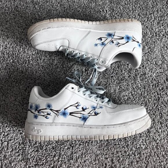 drip creationz Shoes - ONE OF A KIND- Drip Creationz Custom Blue Cherry Blossom